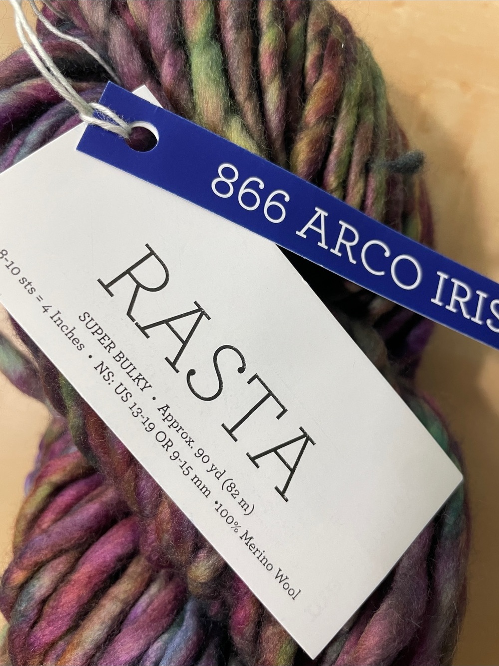Malabrigo Rasta Arco Iris Variegated Merino Bulky Yarn in Purple, Green, Blue - Picture 2 of 3